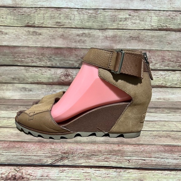 Sorel Brown Joenie ll Ankle Strap Wedge Sandal - Picture 1 of 8